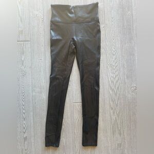 Spanx Matte Faux Leather Black Full Length Leggings Size Small